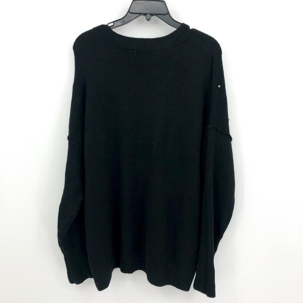 CECE Crew Neck Drop Shoulder Rhinestone Sweater Large Black  Jersey Knit NWT - Picture 4 of 9